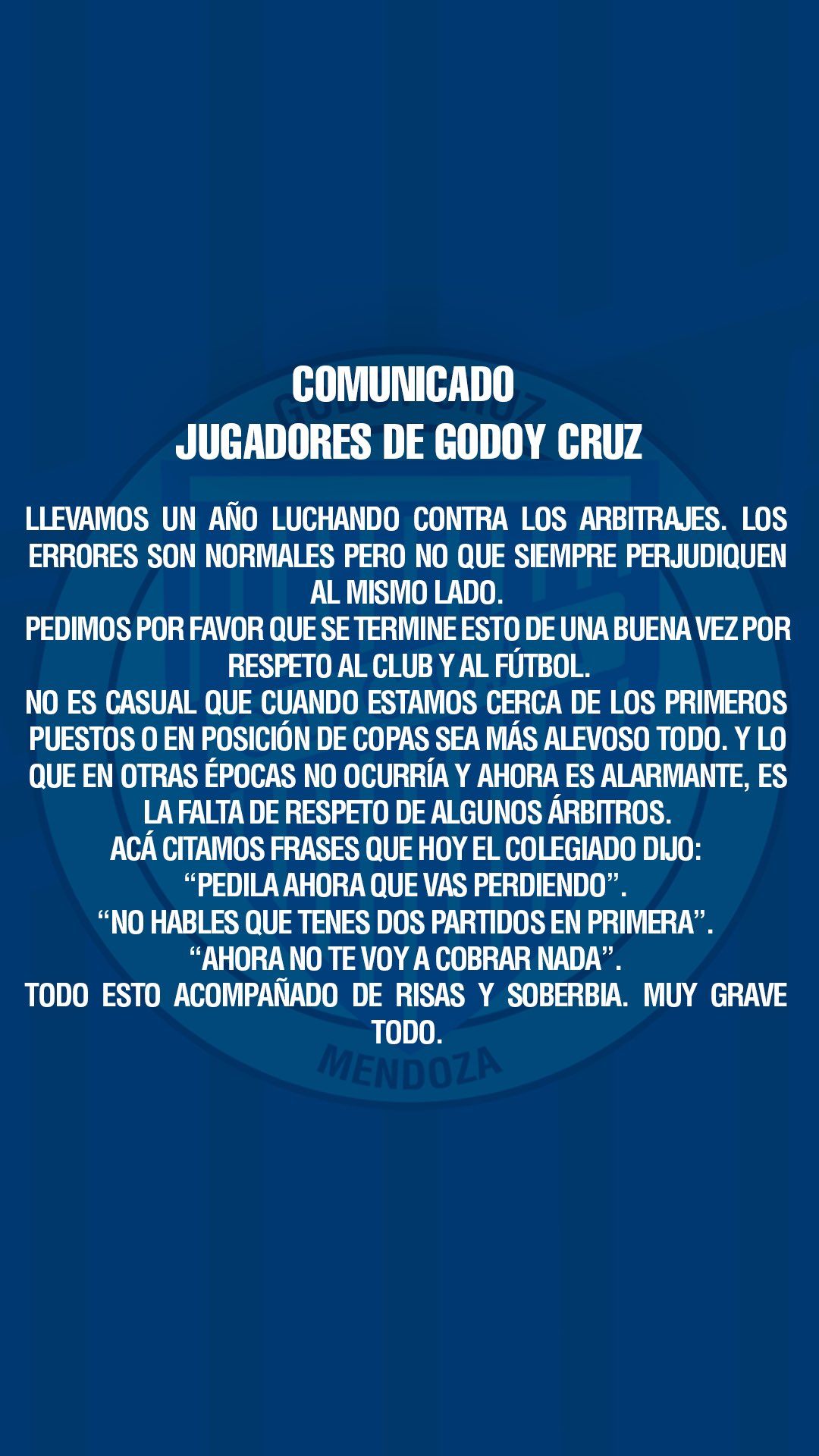 Comunicado Godoy Cruz