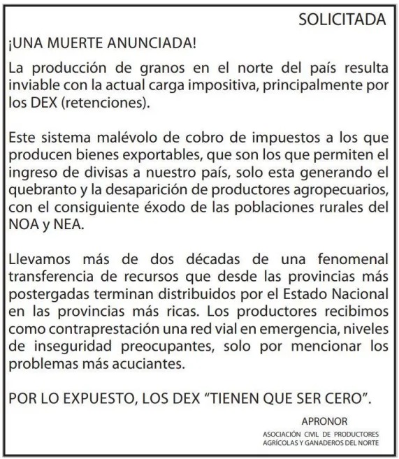 Comunicado de Apronor